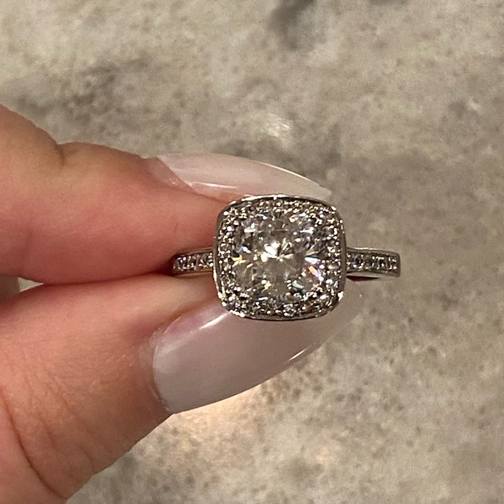 Engagement Ring with Halo and pave band